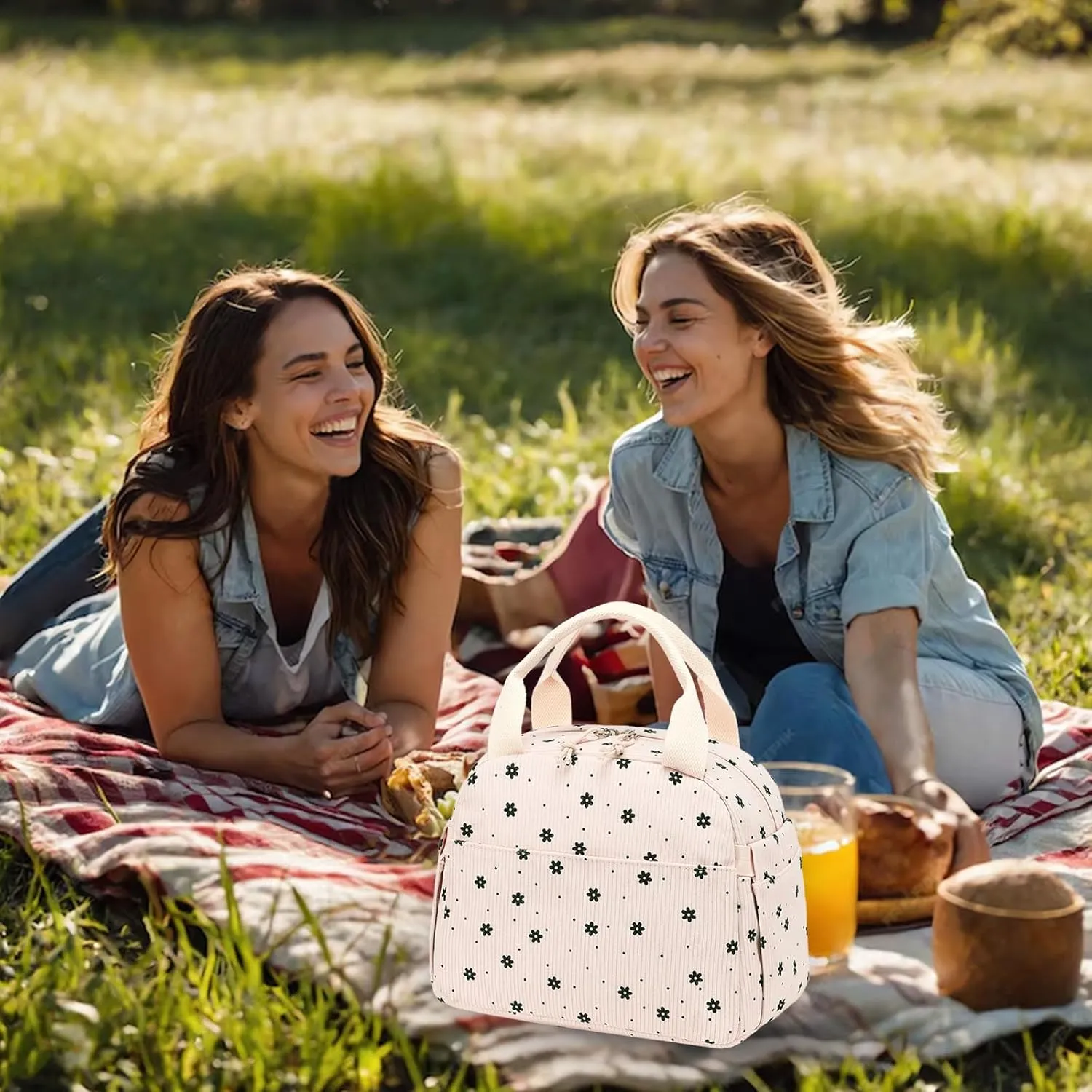 BTOOP Lunch Box for Women Men Cute Corduroy Lunch Bags Large Capacity Insulated Lunch Tote Bag For Work Travel Or Picnic