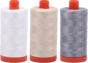 Bundle of Aurifil 50wt Egyptian Cotton Thread, Large 1422 yard Spools, with and without Aurifil Empty Thread Case 12 Spool Capacity (3 Spool Bundles, 2021 2310 2605)
