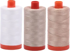 Bundle of Aurifil 50wt Egyptian Cotton Thread, Large 1422 yard Spools, with and without Aurifil Empty Thread Case 12 Spool Capacity (3 Spool Bundles, 2021 2312 2314)