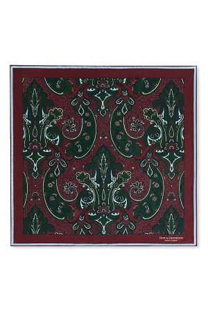 Burgundy Archive Paisley Silk Pocket Square