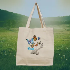 Butterfly Books Personalized Canvas Tote Bag