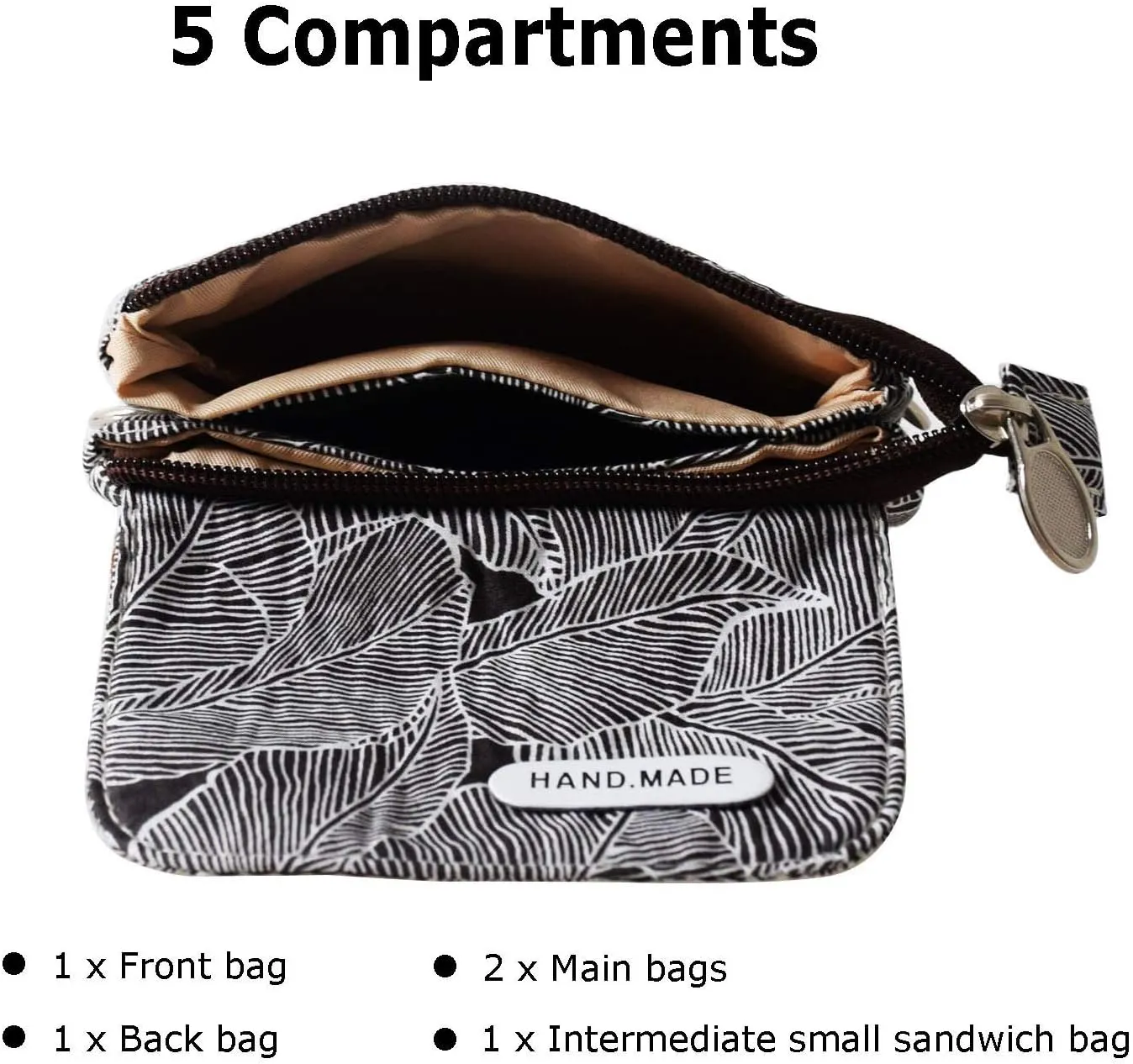 Canvas Cute Crossbody Bags for Women Mini Shoulder Handbag Cell Phone Purse Wallet Leaves Pattern Coin Pouch