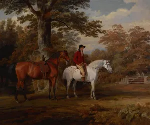 Canvas Hunter and Huntsman Two Horses Horse Portrait 1785 English Hunting Painting by George Garrard 11" X 14" Image Size Repro on Canvas Shipped Rolled Up. Gil75