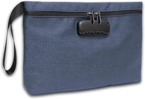 Canvas Mens Wristlet Wrist Bag with Lock, Large Clutch Bags Wallet Purse Zipper Pouch Handbag Organizer for Men, Mariconera para Hombre, 12x8x2inch - Denim Blue