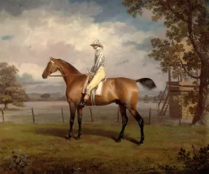 Canvas Portrait of a Racehorse Possibly Disguise with Jockey Up 1786 English Landscape Horse Painting by George Garrard 11" X 14" Image Size Repro on Canvas Shipped Rolled Up. Gil72