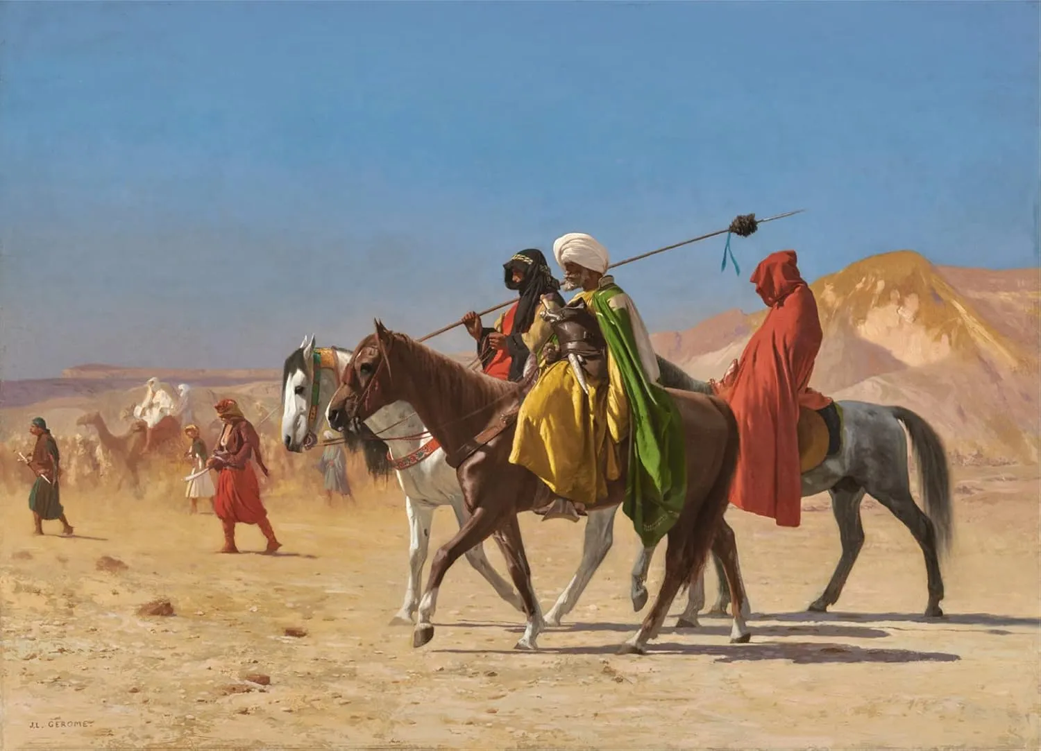 Canvas Riders Crossing the Desert Three Arabs Bedouin on Arabian Horses 1870 Orientalism Painting By Jean Leon Gerome Repro on Canvas 22" X 30" Image Size Shipped Rolled Up