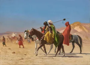 Canvas Riders Crossing the Desert Three Arabs Bedouin on Arabian Horses 1870 Orientalism Painting By Jean Leon Gerome Repro on Canvas 22" X 30" Image Size Shipped Rolled Up