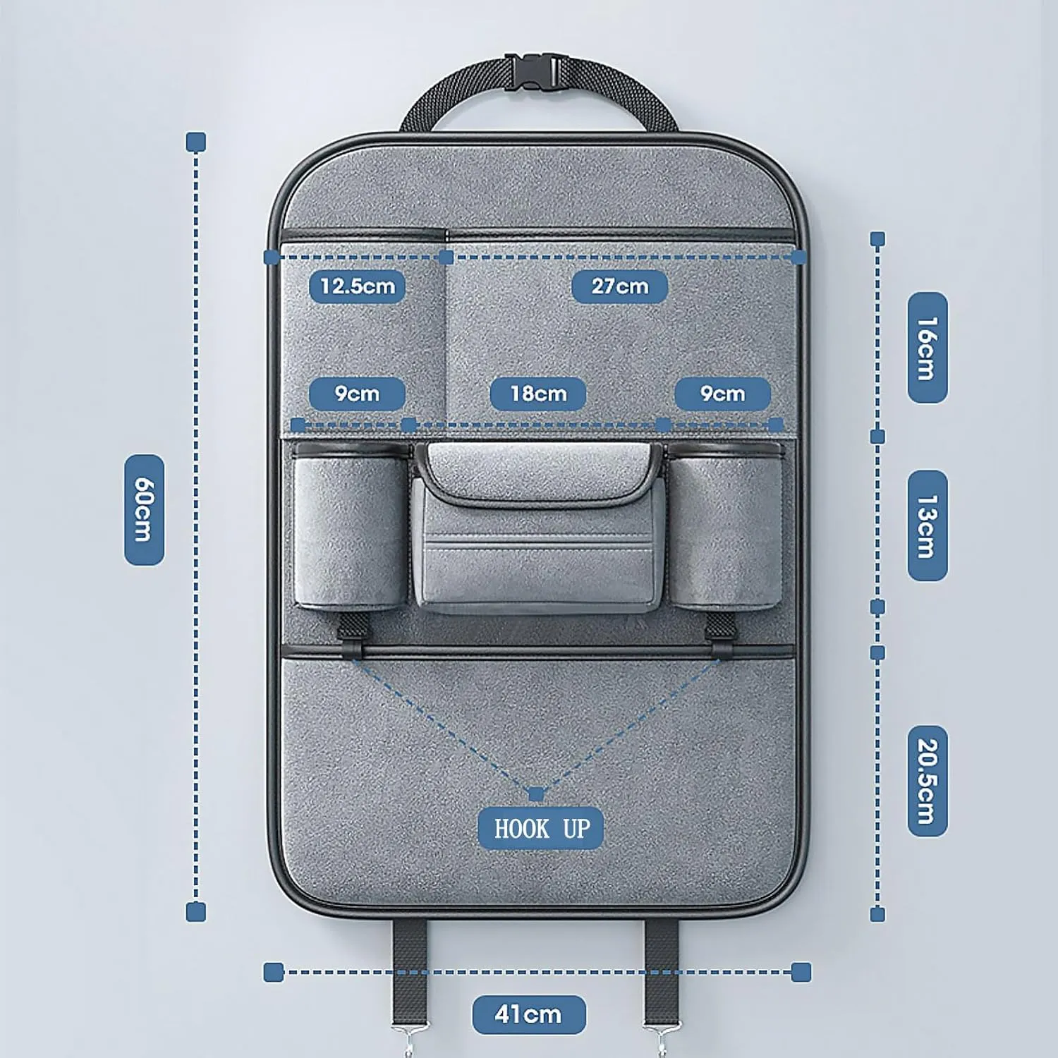 Car Backseat Organizer for Chevrolet Statesman Veritas Rezzo Equinox G2X Trailblazer Waterproof and Stain Resistant Car Organiser Back Seat Kids Back Seat Organiser,Grey, normal