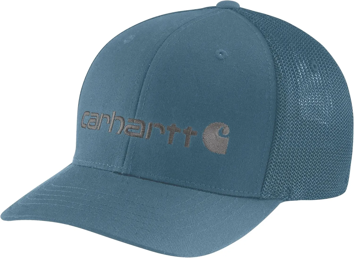 Carhartt Men's Rugged Flex Fitted Canvas Mesh-Back Logo Graphic Cap