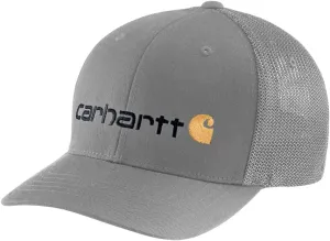 Carhartt Men's Rugged Flex Fitted Canvas Mesh-Back Logo Graphic Cap