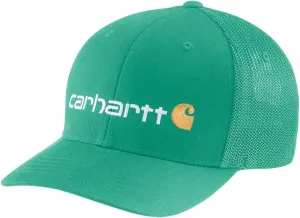 Carhartt Men's Rugged Flex Fitted Canvas Mesh-Back Logo Graphic Cap