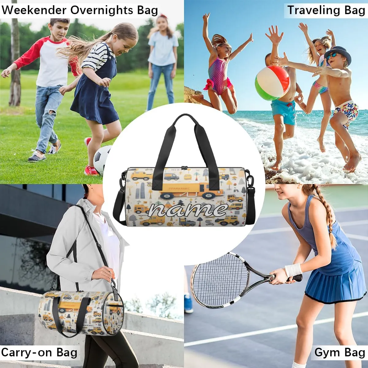 Cars Pattern Personalized Dance Bags, Cars Pattern Custom Sport Duffel Bag Travel Duffle Bag Overnight Weekender Bag
