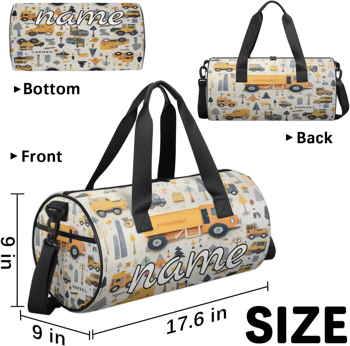 Cars Pattern Personalized Dance Bags, Cars Pattern Custom Sport Duffel Bag Travel Duffle Bag Overnight Weekender Bag