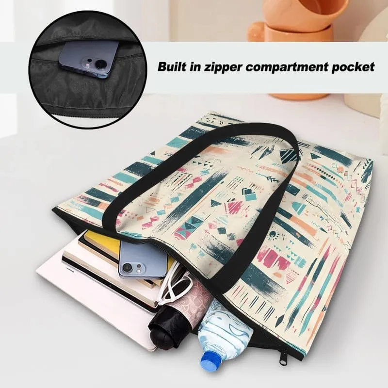 Carton Border Collie Dupont Paper Tote Bags Ladybug Daisy Reusable Handbag USA Flag Skull Shoulder Bag Shopping Work