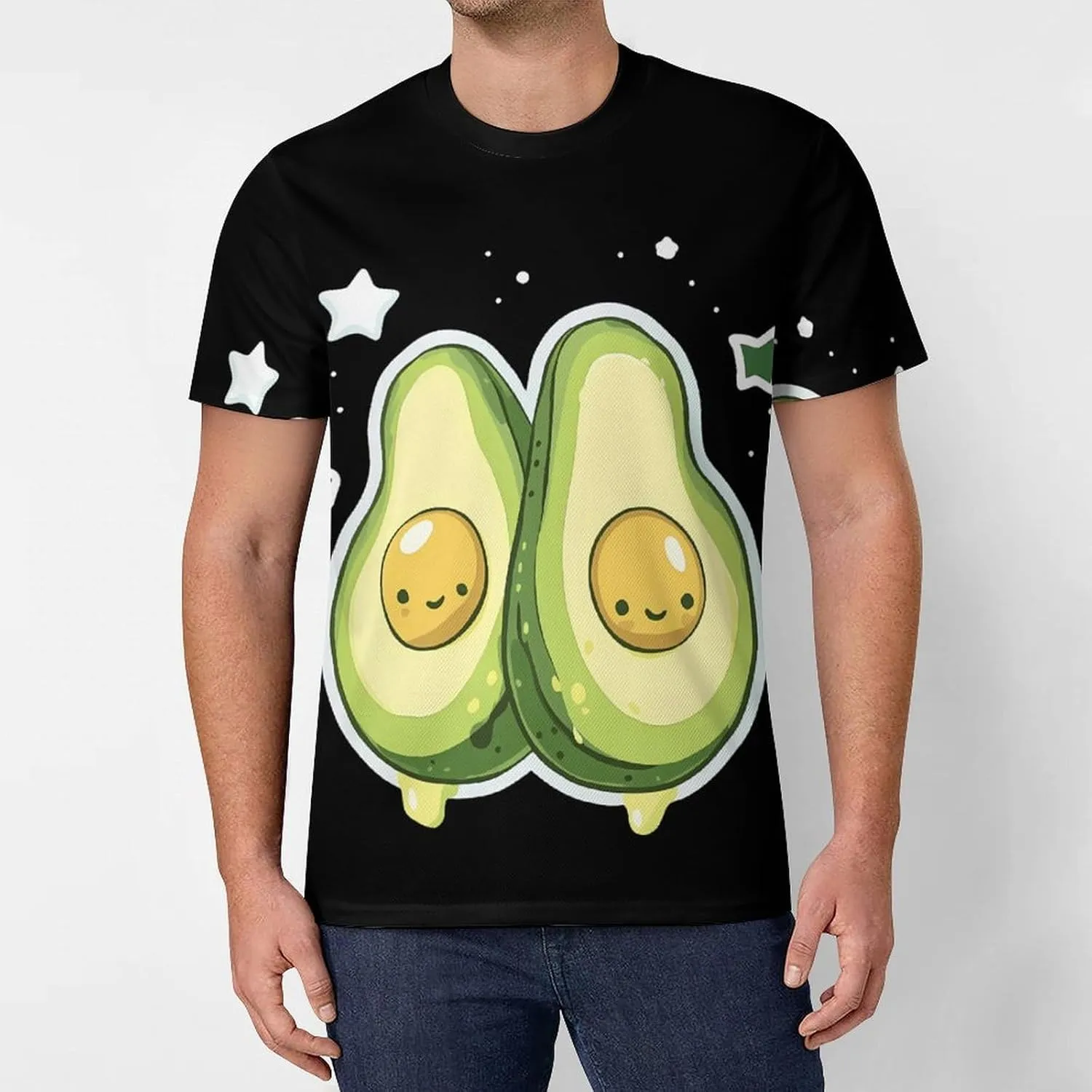 Cartoon Avocado Men's T-Shirt Short Sleeve T-Shirts Casual Tops Ice Silk Tees