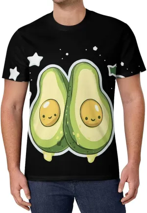 Cartoon Avocado Men's T-Shirt Short Sleeve T-Shirts Casual Tops Ice Silk Tees