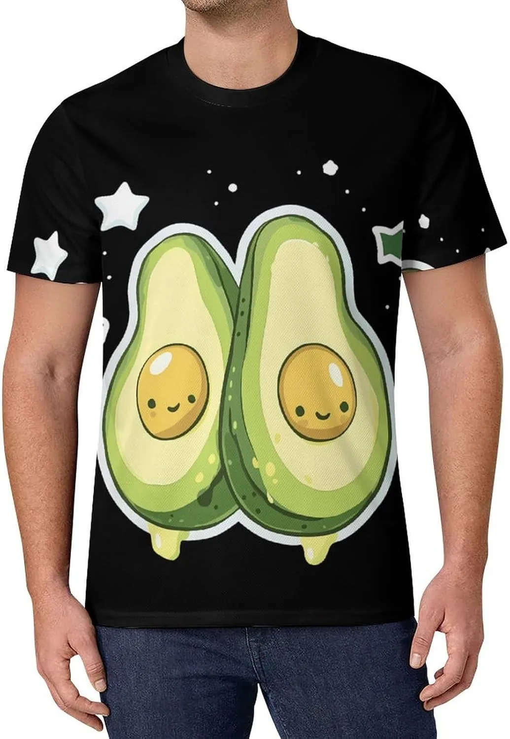Cartoon Avocado Men's T-Shirt Short Sleeve T-Shirts Casual Tops Ice Silk Tees