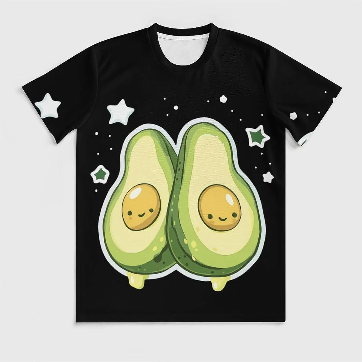 Cartoon Avocado Men's T-Shirt Short Sleeve T-Shirts Casual Tops Ice Silk Tees