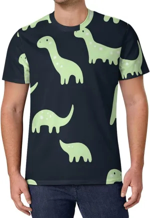 Cartoon Dinosaurs Abstract Men's T-Shirt Short Sleeve T-Shirts Casual Tops Ice Silk Tees