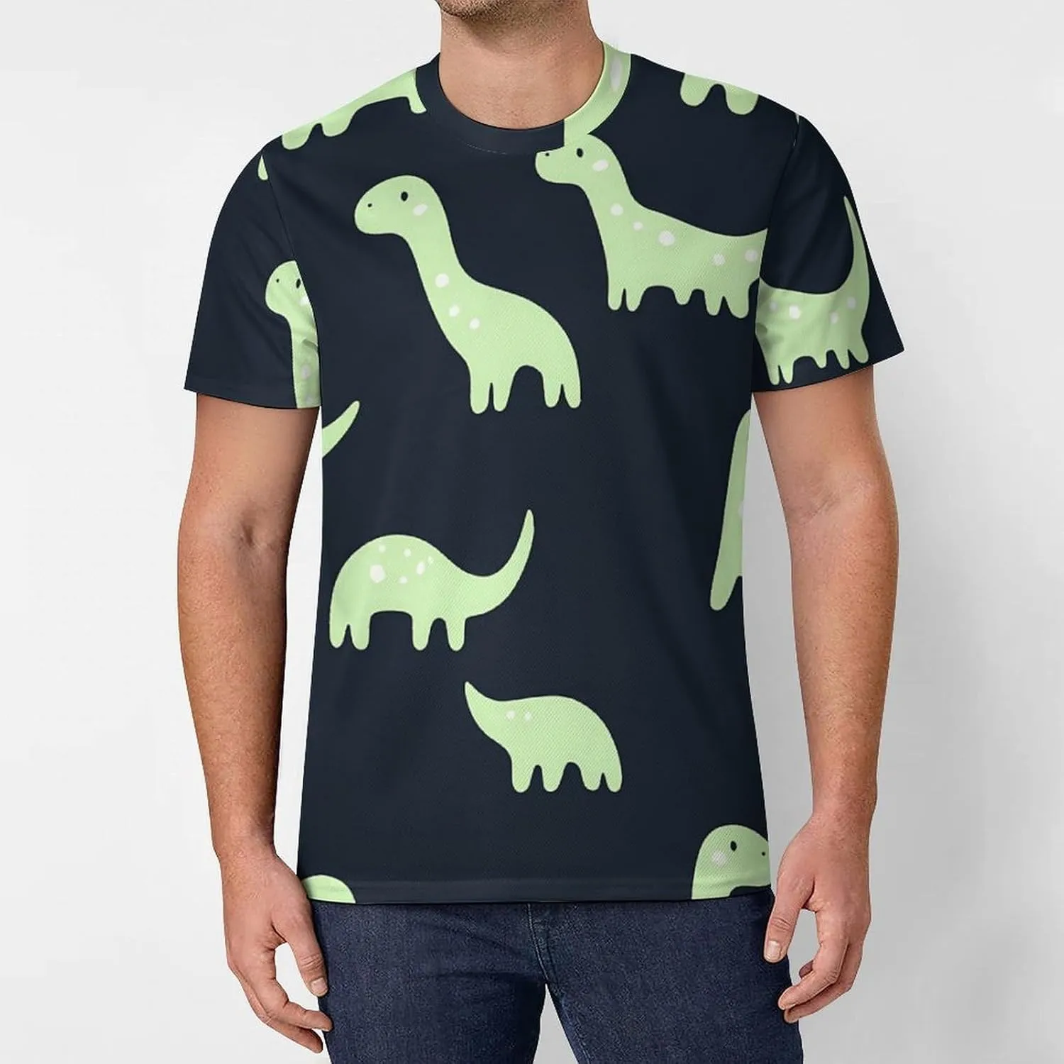 Cartoon Dinosaurs Abstract Men's T-Shirt Short Sleeve T-Shirts Casual Tops Ice Silk Tees