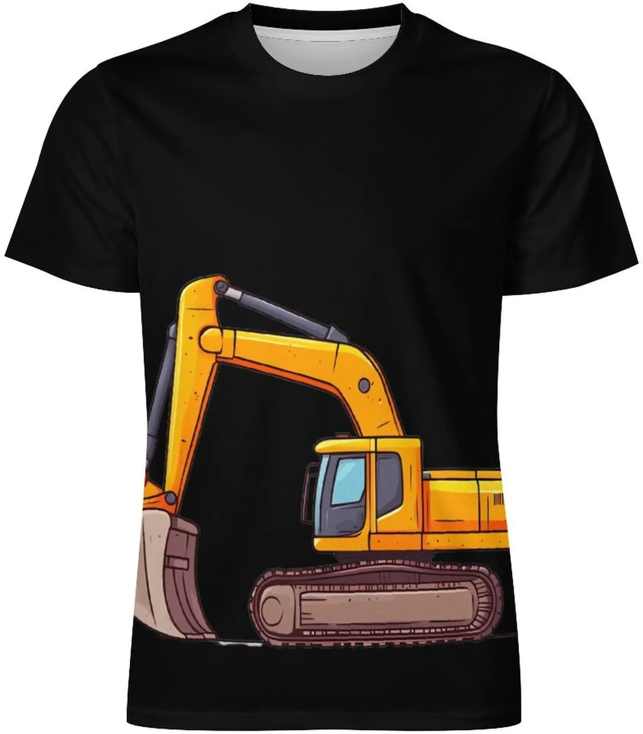 Cartoon Excavator Men's T-Shirt Short Sleeve T-Shirts Casual Tops Ice Silk Tees