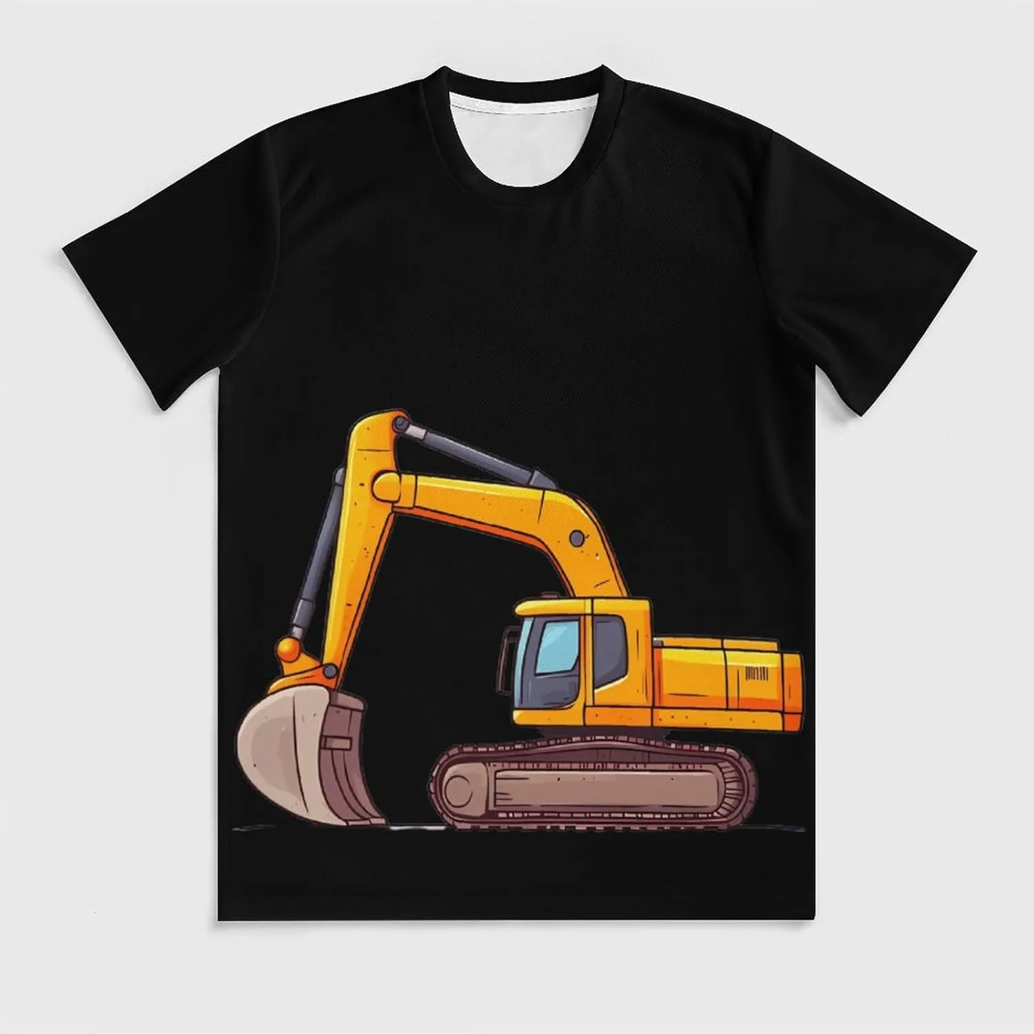 Cartoon Excavator Men's T-Shirt Short Sleeve T-Shirts Casual Tops Ice Silk Tees