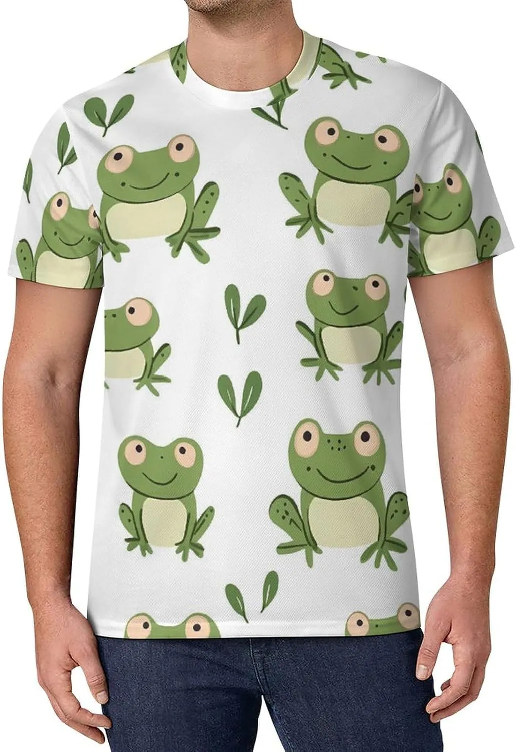 Cartoon Frogs Men's T-Shirt Short Sleeve T-Shirts Casual Tops Ice Silk Tees