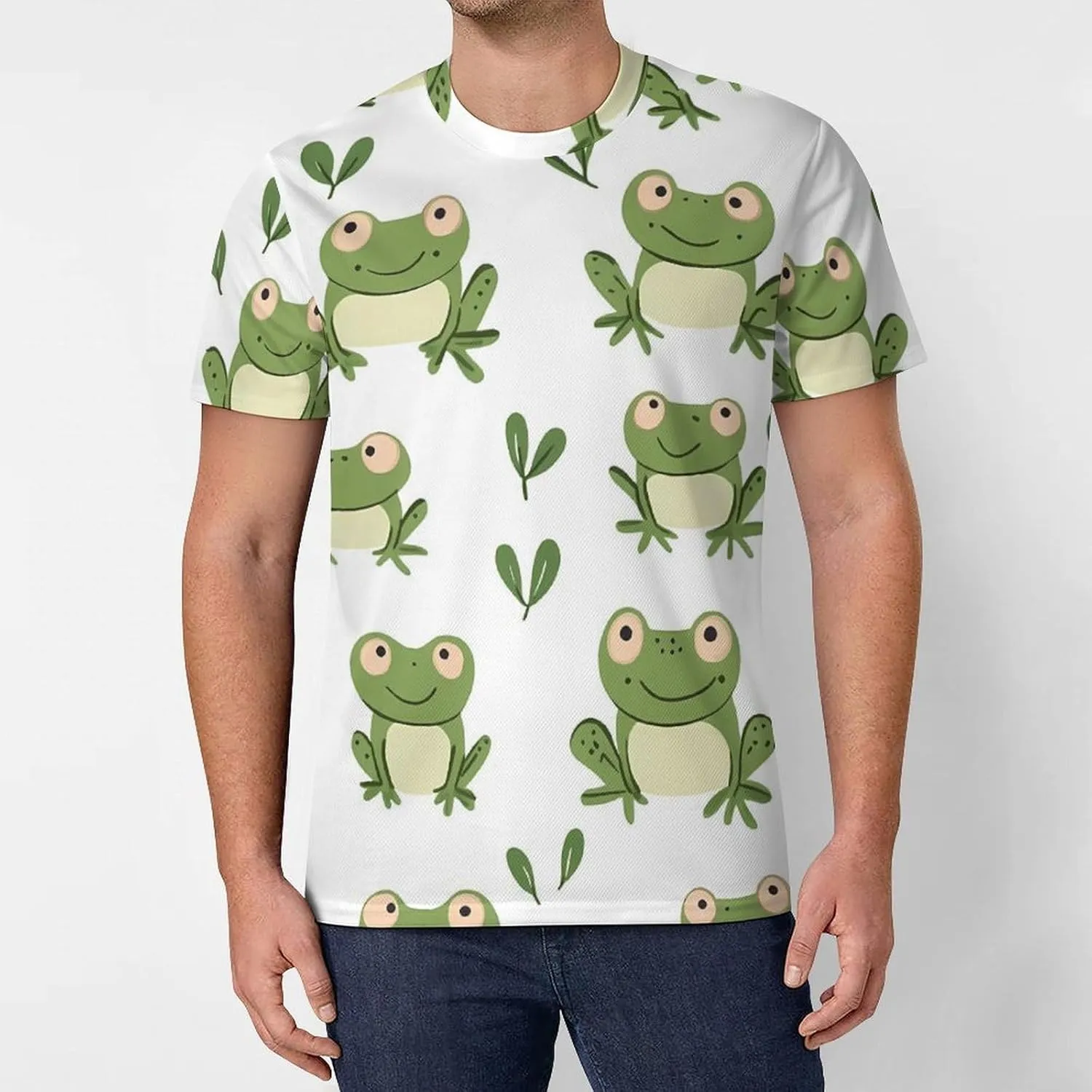 Cartoon Frogs Men's T-Shirt Short Sleeve T-Shirts Casual Tops Ice Silk Tees