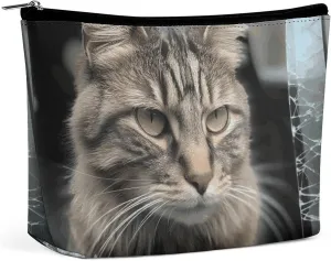 Cat Smashes Glass in Car Travel Makeup Bag Large Toiletry Bag for Women Waterproof Cosmetic Bags for Purse Portable Makeup Organizer Bags Cute Zipper Pouch Cosmetic Pouch Funny Travel Makeupbag
