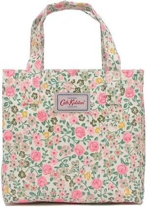 Cath Kidston S Bookbag Oilcloth Mini Open Top Handle Bag Small Size Lunch Bag Hedge Rose Pattern Warm Cream Color