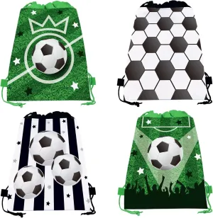 CC HOME 12 Pack Soccer Drawstring Bags, Football Party Favor Bags for Kids, Soccer Theme Baby Decorations 10.6 x 13.4 inches