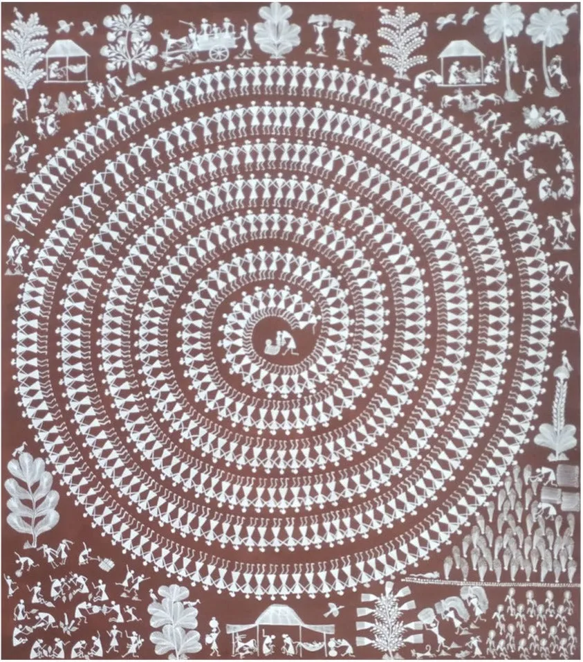 Celebration of Life in Warli Painting by Dilip Rama Bahotha