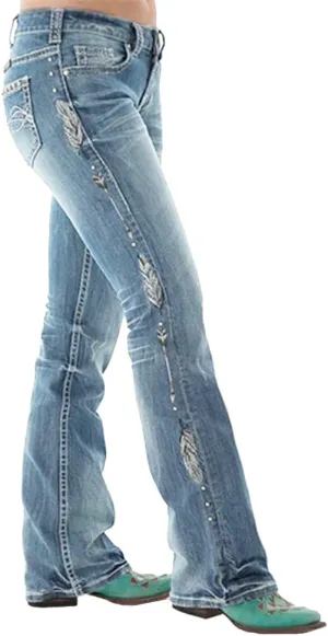 cffvdiz Embroidered Bootcut Jeans for Women