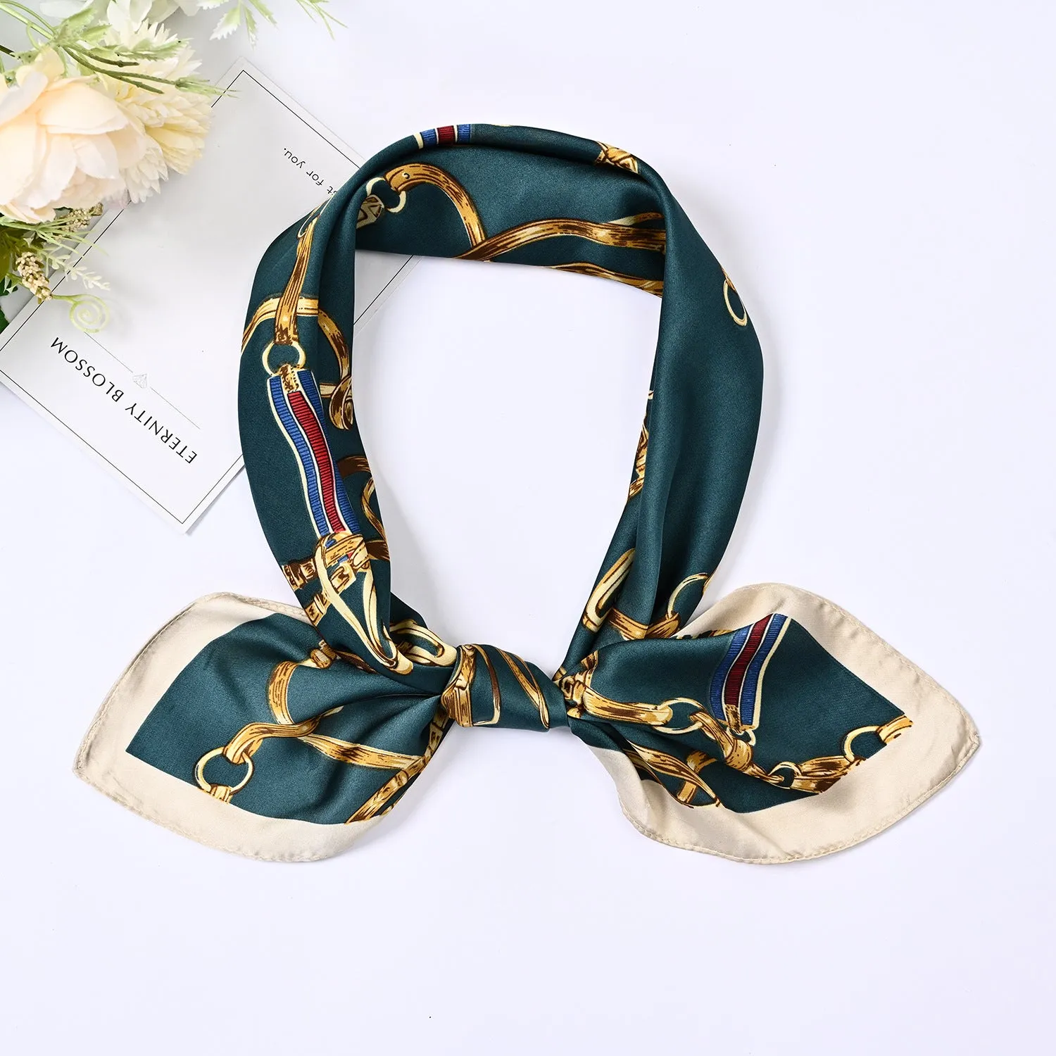 Chain Print Silky Bandana Scarf for Women, 70*70cm