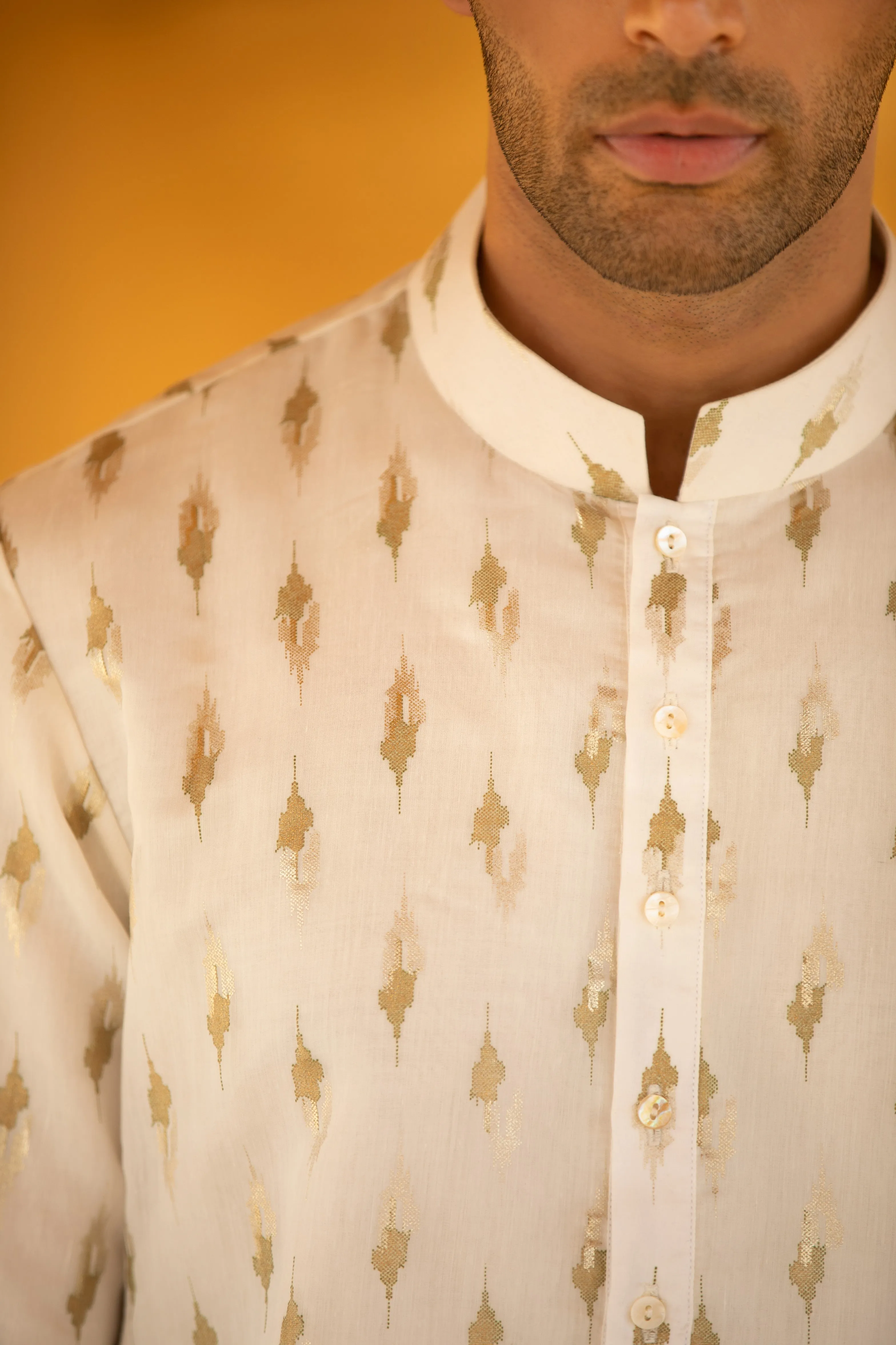 Chanderi Foil Print Kurta Set