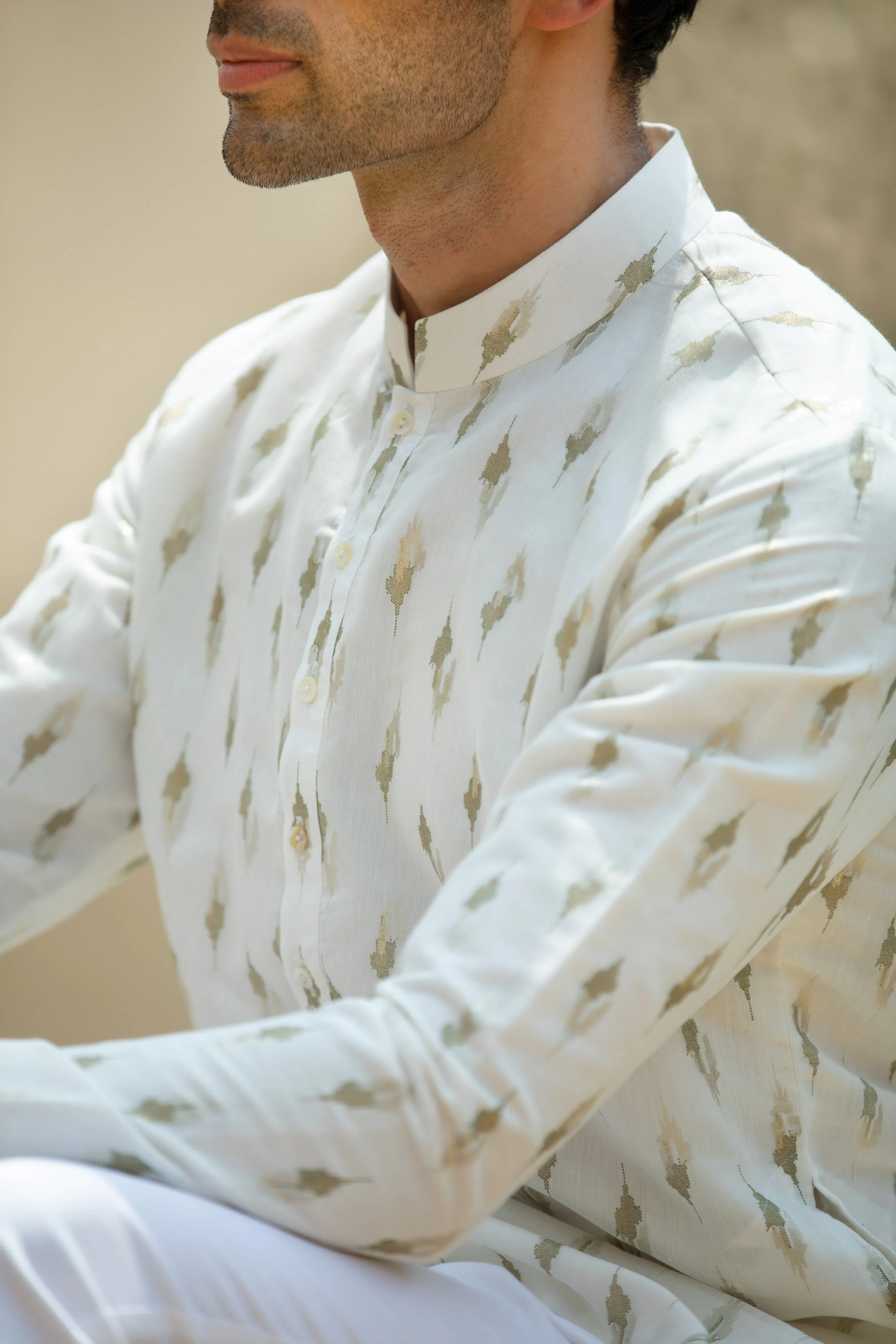 Chanderi Foil Print Kurta Set