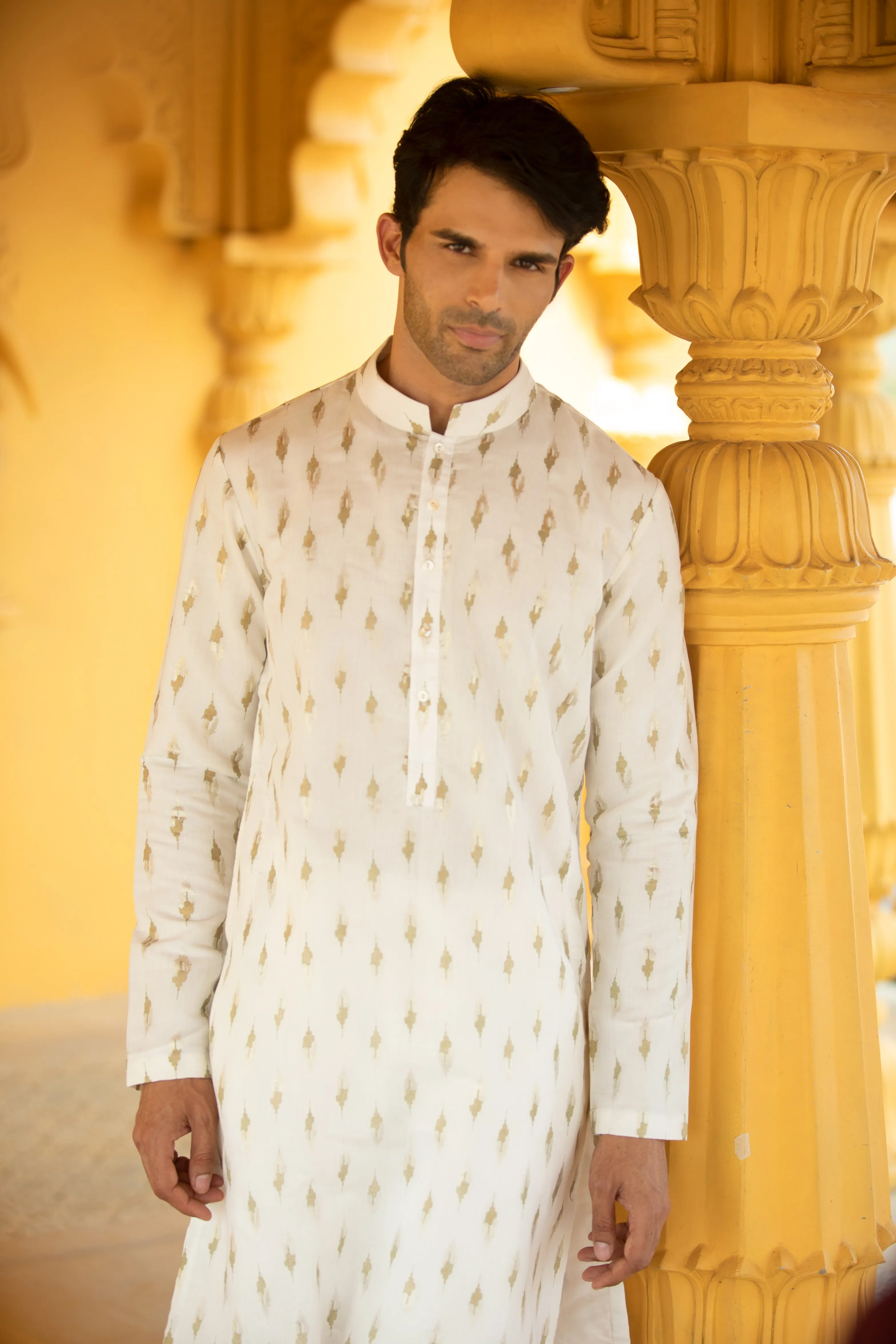 Chanderi Foil Print Kurta Set