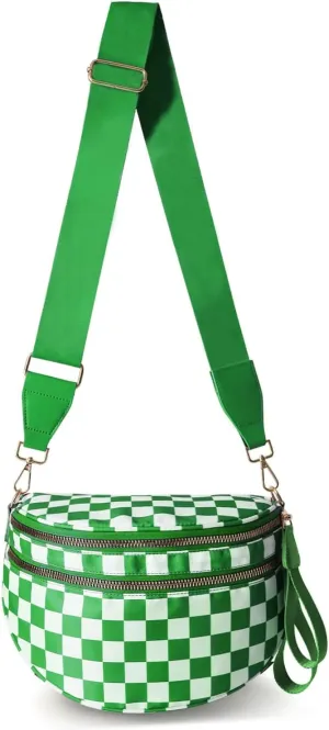 Checkered Crossbody Bag Bum Bags For Women Checkerboard Purse Plaid Pattern Colorblock Fanny Pack