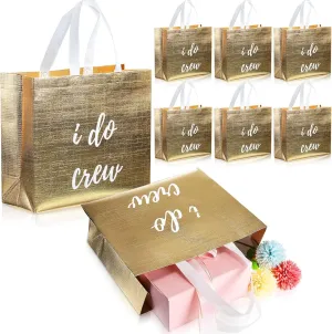 CHENGU 8 Pieces Bridesmaid Gift Bags I Do Crew Bachelorette Bags Bridesmaid Gifts for Wedding Day Bachelorette Party Bridal Party Favor Team Bride Bridal Shower(Gold)