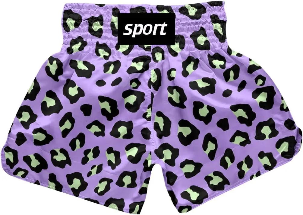 ChenHang Women Boxing Shorts Muay Thai Trunks Leopard Print MMA Sport Kick Martial Arts Training Gym Costume