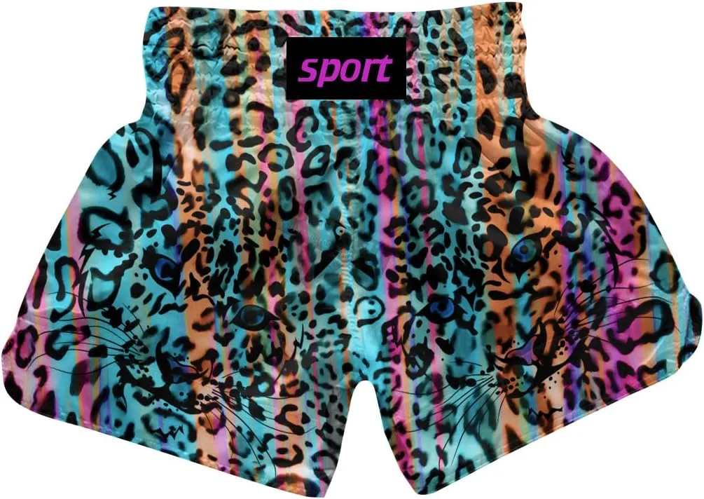 ChenHang Women Boxing Shorts Muay Thai Trunks Leopard Print MMA Sport Kick Martial Arts Training Gym Costume