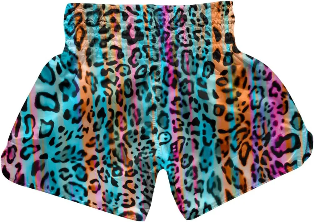 ChenHang Women Boxing Shorts Muay Thai Trunks Leopard Print MMA Sport Kick Martial Arts Training Gym Costume