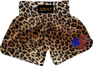 ChenHang Women Boxing Shorts Muay Thai Trunks Leopard Print MMA Sport Kick Martial Arts Training Gym Costume