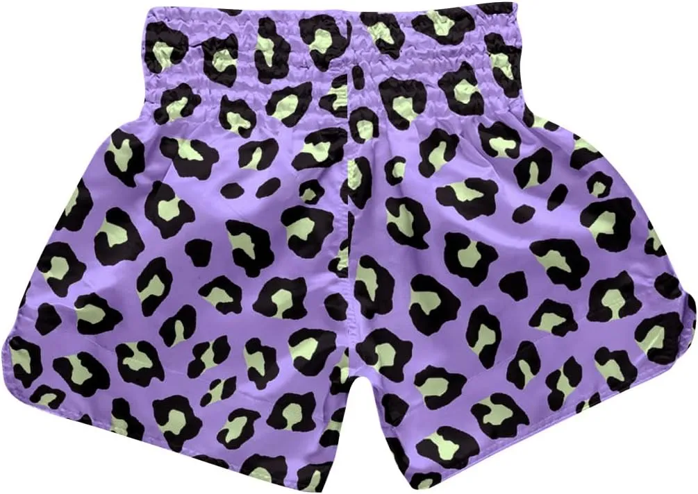 ChenHang Women Boxing Shorts Muay Thai Trunks Leopard Print MMA Sport Kick Martial Arts Training Gym Costume