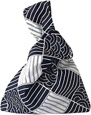 Chezi Women's Japanese Texture Plaid Pattern Knot Bag Small Size