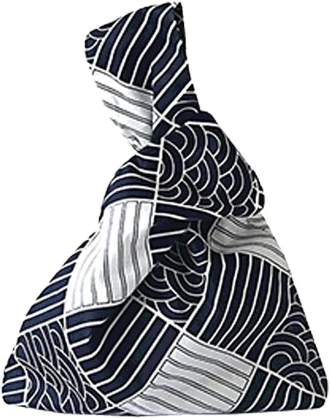 Chezi Women's Japanese Texture Plaid Pattern Knot Bag Small Size
