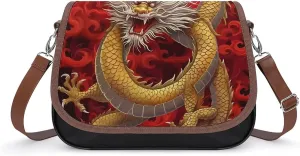 Chines Tradition Dragon Women's Crossbody Bag Small Shoulder Handbags Tote Bag with Adjustable Strap Fashion Gift