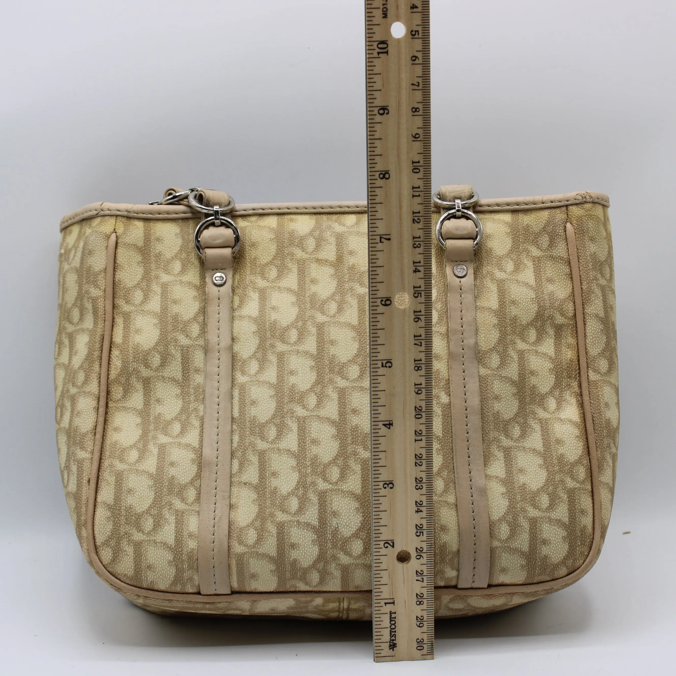 Christian Dior Beige Romantique Pattern Mini Tote Bag
