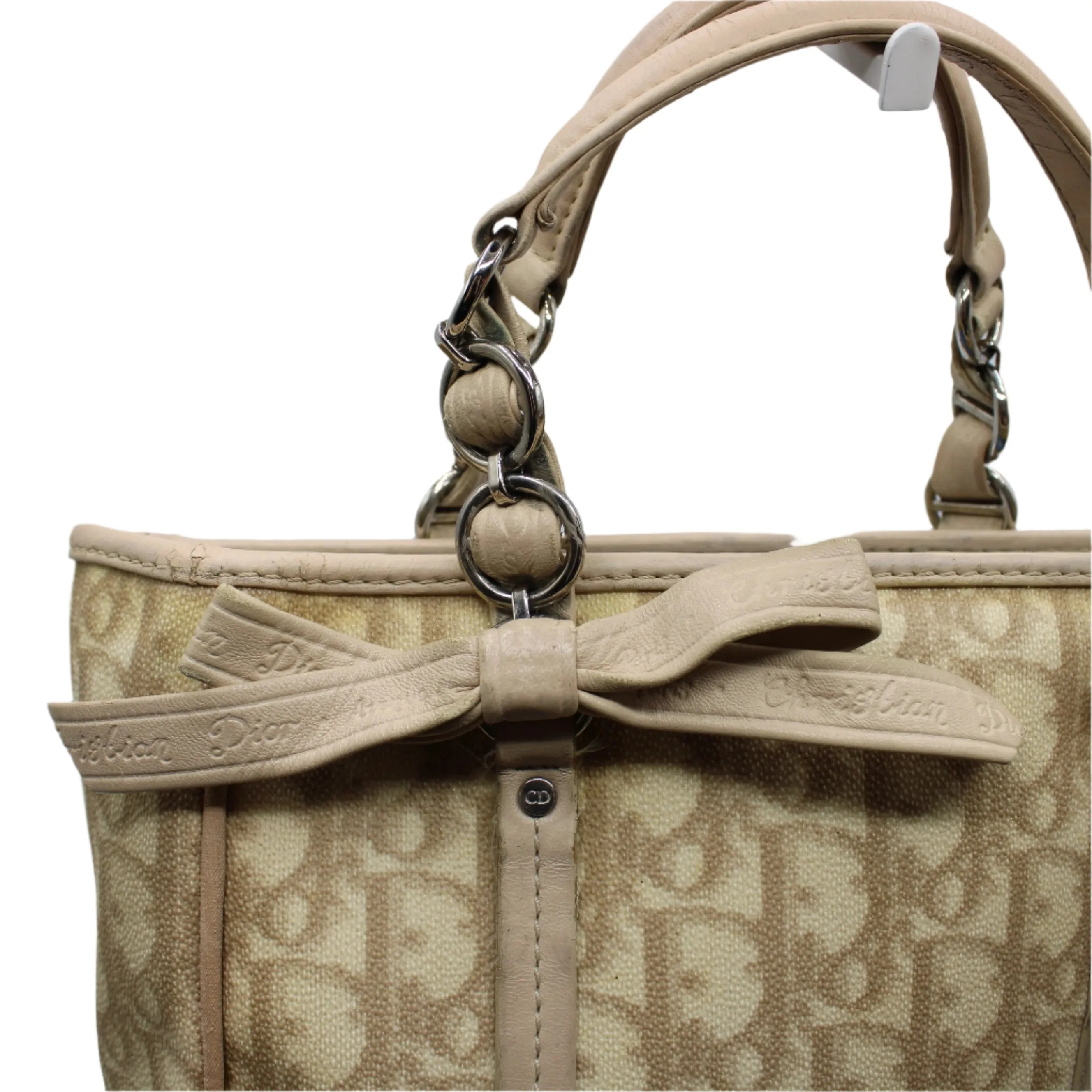 Christian Dior Beige Romantique Pattern Mini Tote Bag