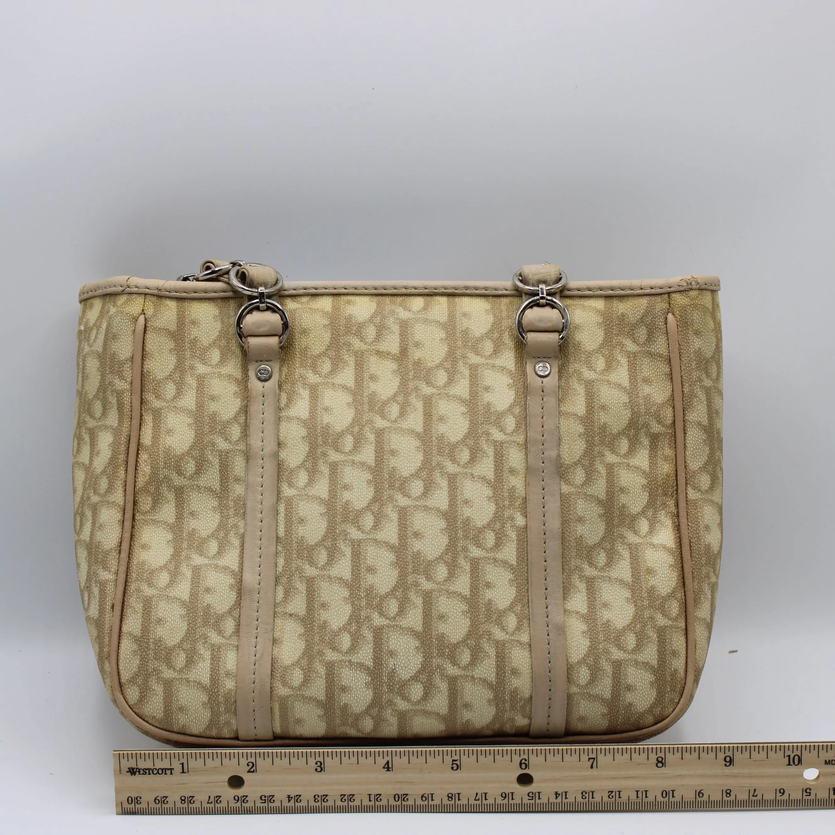 Christian Dior Beige Romantique Pattern Mini Tote Bag